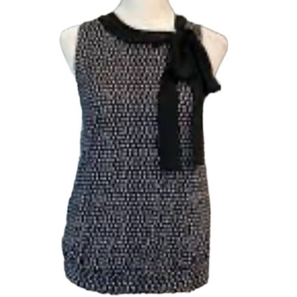 Anthropologie Deletta Black with white dots top with tie size small - Picture 2 of 8
